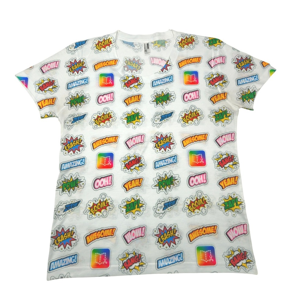 American Apparel Comic Book Pop Art Sublimation Print T-Shirt White Large